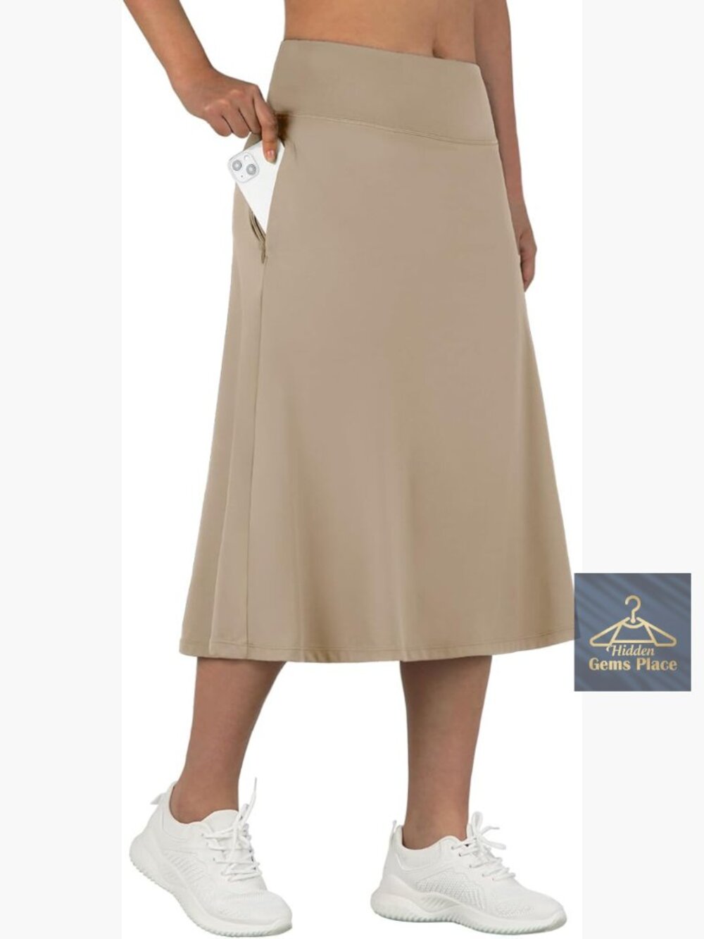 Women's Midi Length Skorts With Pockets 28" Long Athletic Skirt Shorts Combo